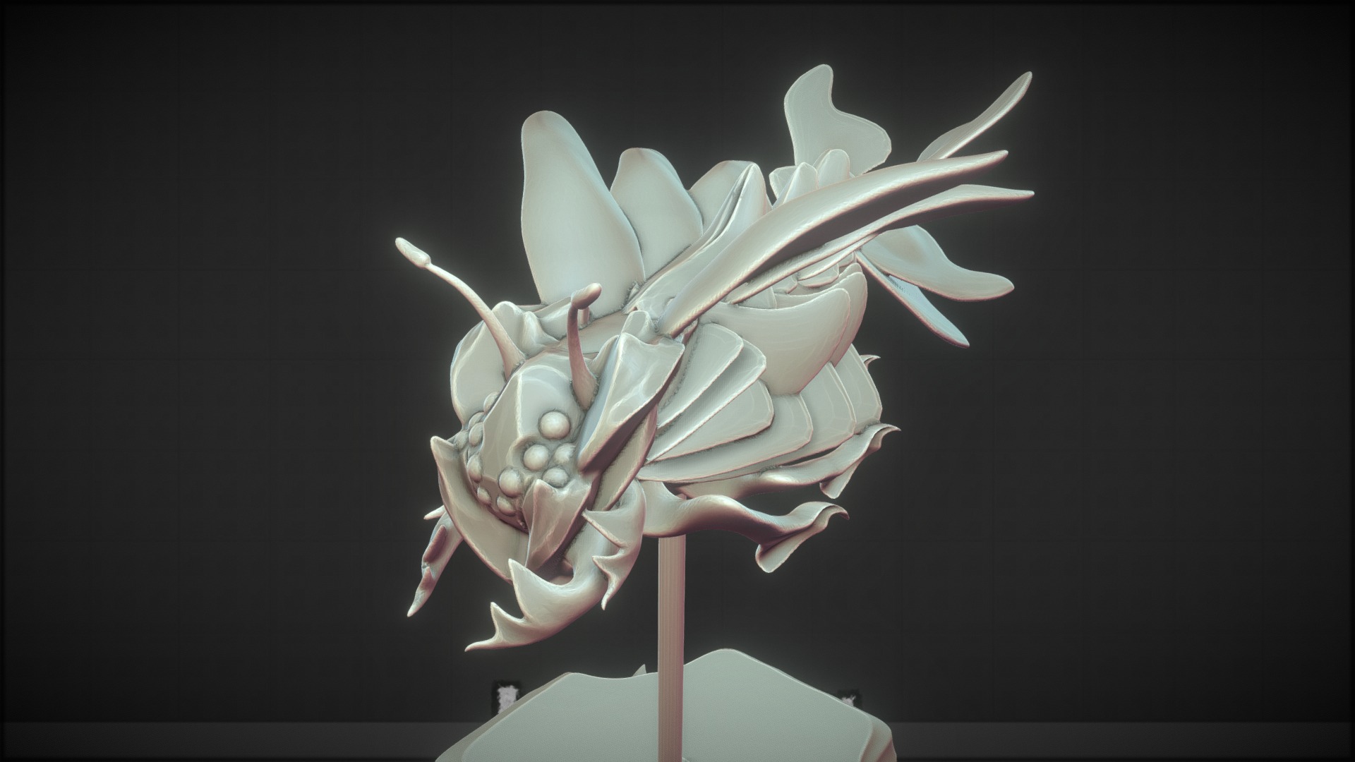 3D model Insect - This is a 3D model of the Insect. The 3D model is about a white flower with a long stem.