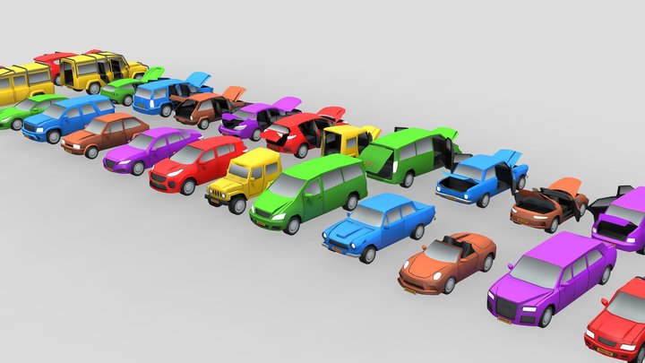 Low Poly Stylized Cars Pack 3D Model