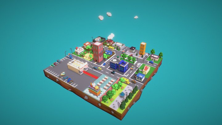 Low Poly City 3D Model