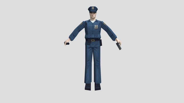PS1_Style_LowPoly_CopCharacter 3D Model