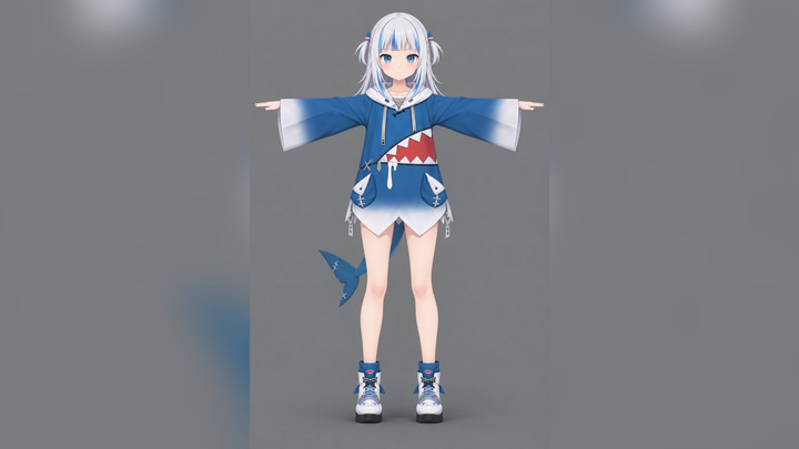 Gawr Gura (Hololive Vtuber) T-Pose 3D Model