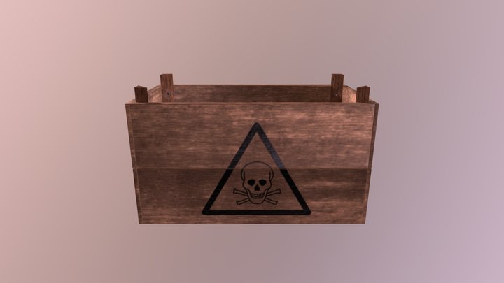 Low poly wooden box 3D Model