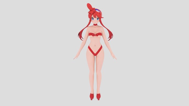 Pokemon Skyla red ribbon bikini 3D Model