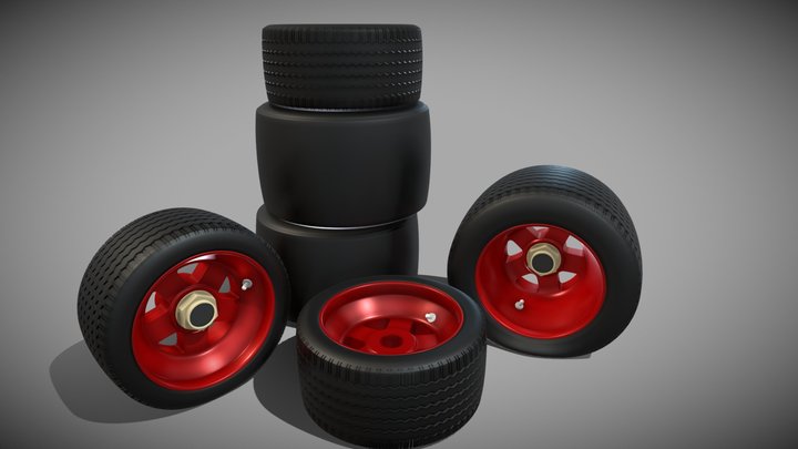 Lancia Stratos Tyre Set 3D Model