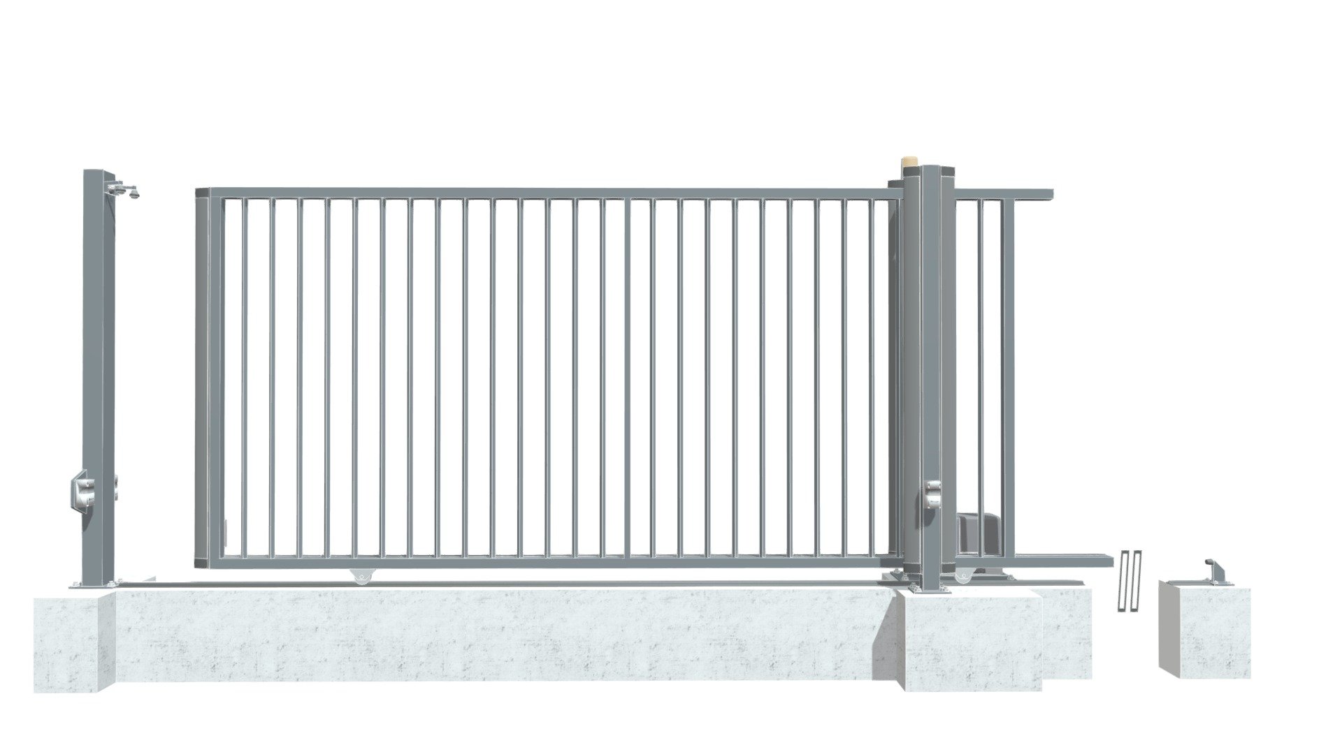 Portail Coulissant VENTOUX Motorise Barreaudé — Sketchfab embed 3D viewer