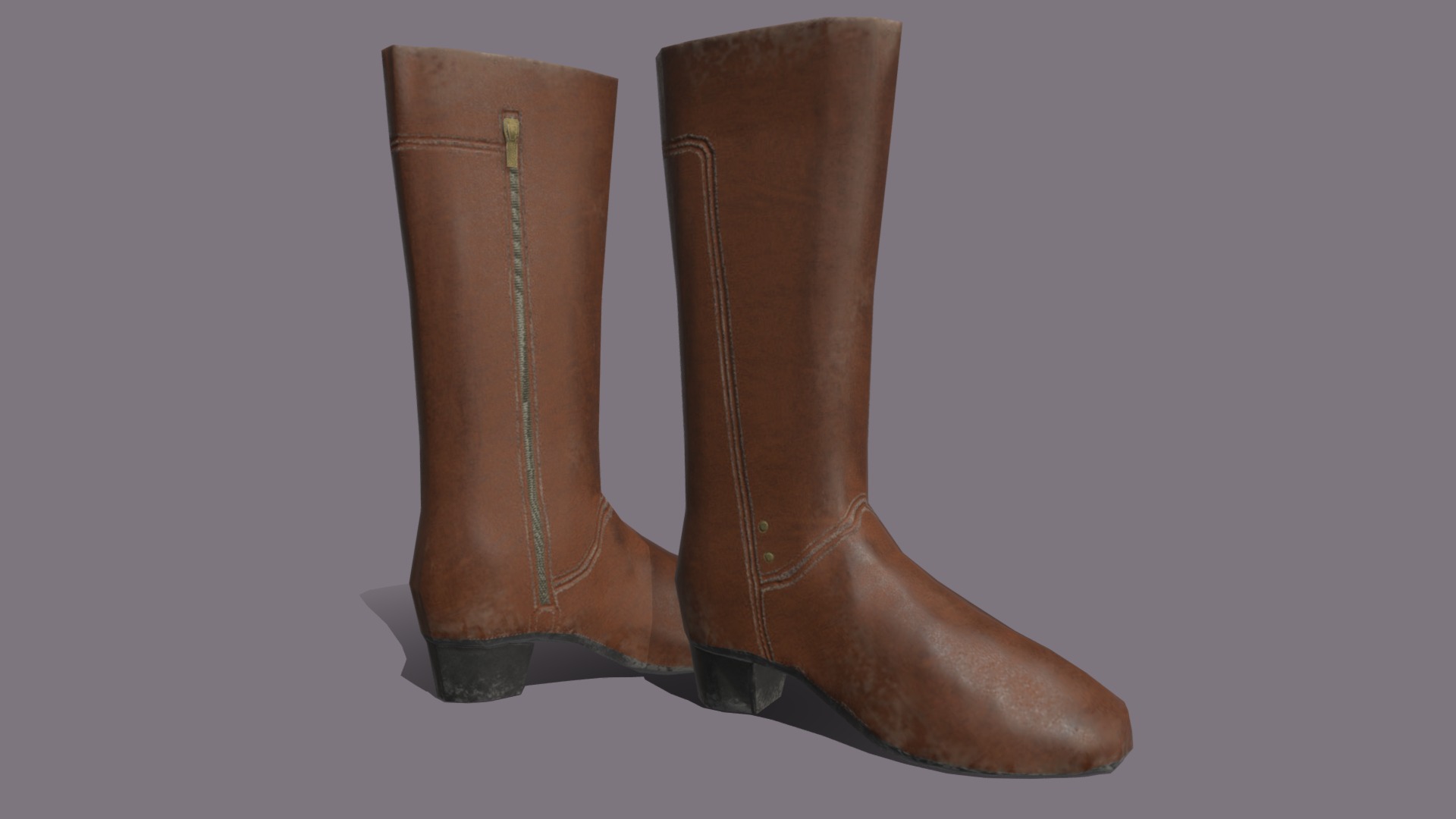 3D model Brown Leather Boots - This is a 3D model of the Brown Leather Boots. The 3D model is about a pair of brown boots.