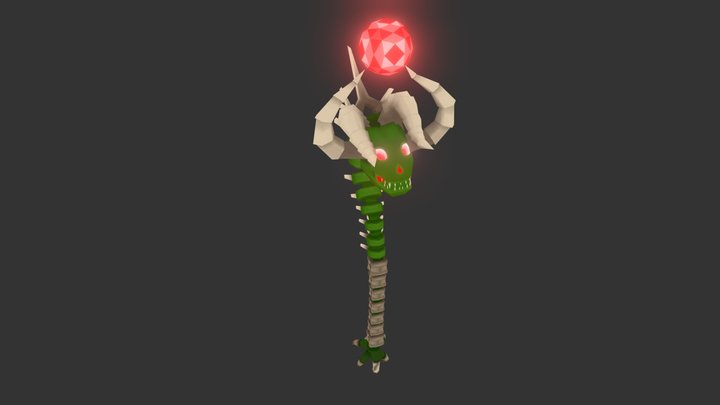 A hand-painted staff for World of Warcraft 3D Model