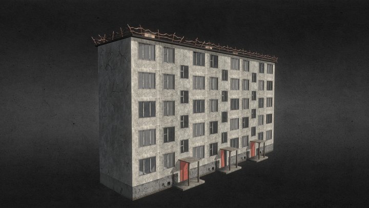 The house in the style of the USSR is abandoned 3D Model