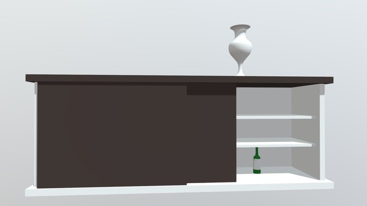 Bar Cabinet Glass Bottle Vase animated furnitur 3D Model