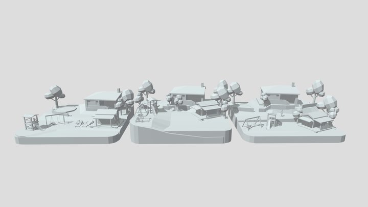 Diorama House Blockouts 3D Model