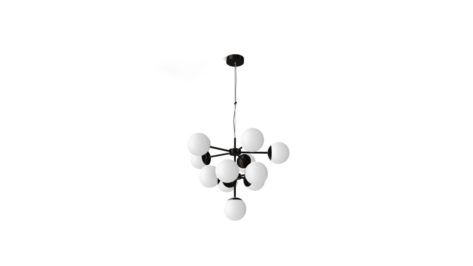 Globe Chandelie,  Black Nickel and Frosted Glass