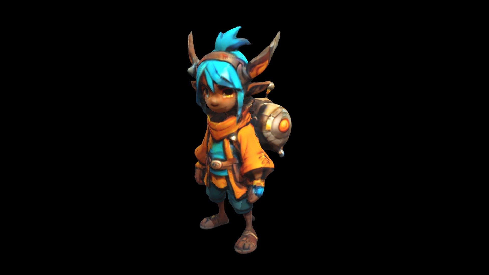 a cartoon character with blue hair and a back - Download Free 3D model ...