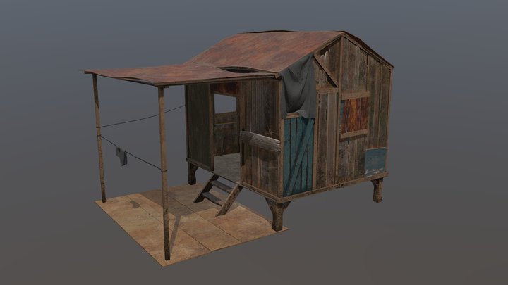 Old Wooden Shack 3D Model