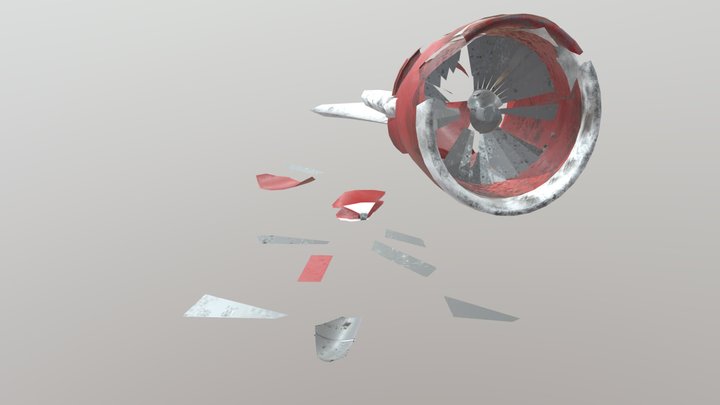 Crashed Plane Engine 3D Model