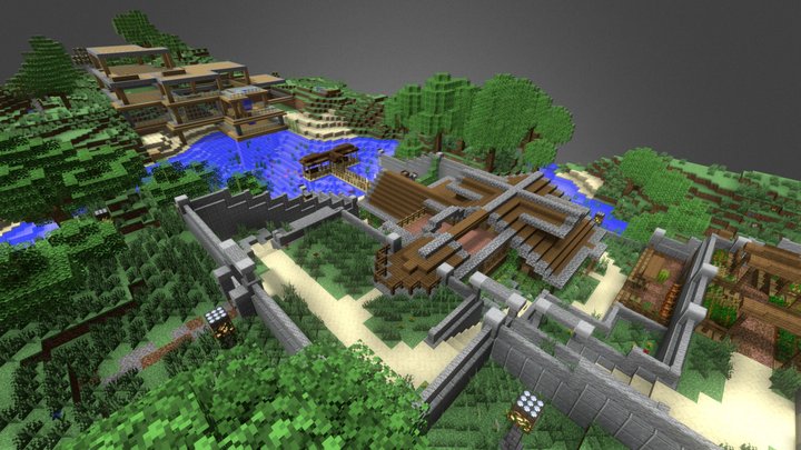 Minecraft Lake Mansions 3D Model
