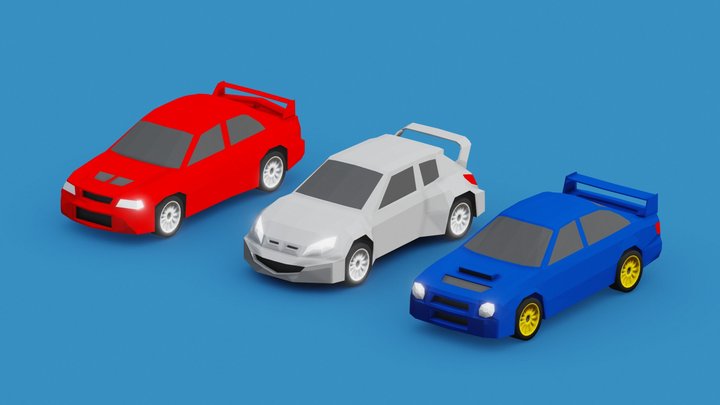 Low Poly Rally Cars Set 3D Model