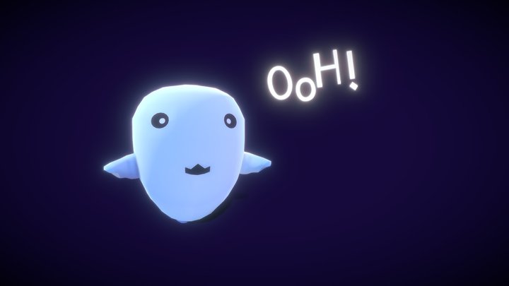 Low poly animated Cartoon Ghost 3D Model
