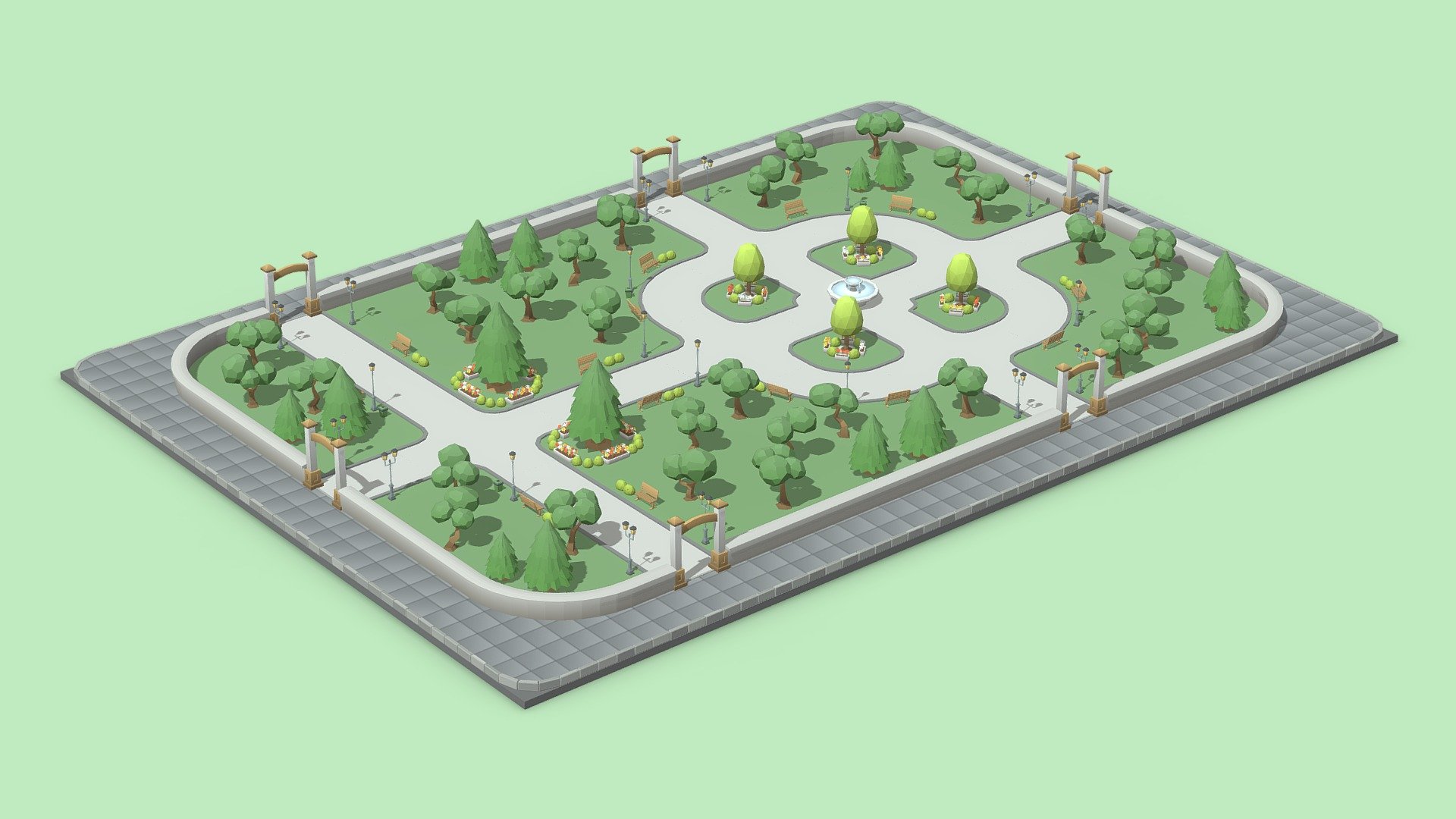 Cartoon Low Poly Sample Parks - 3D model by Minimoku [c9a9f4b] - Sketchfab