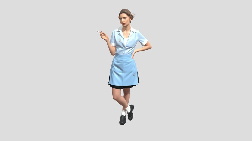 Stained Blue Uniform with Cigarette