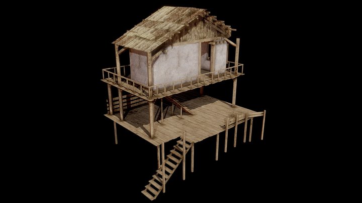 Wooden Lake House 3D Model