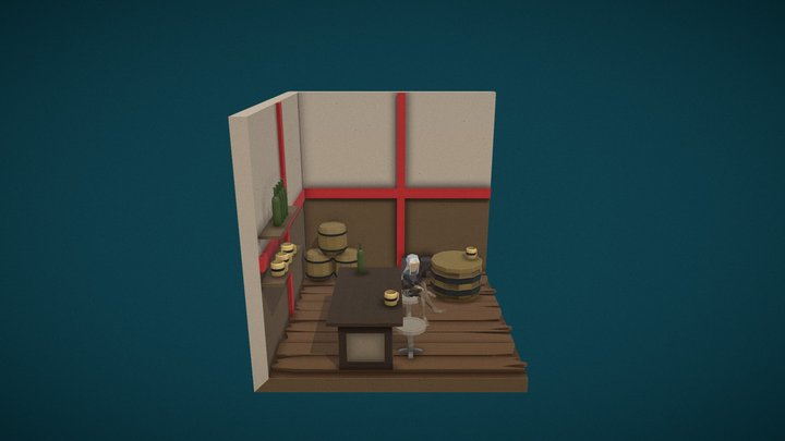 Low Poly Bar 3D Model
