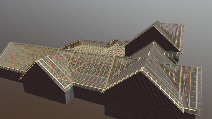 Roof Trusses with access through to Flat Roof 3D Model