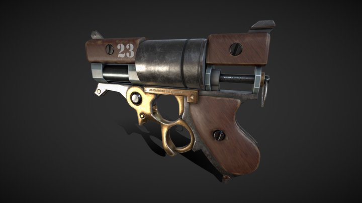 Steampunk revolver 3D Model