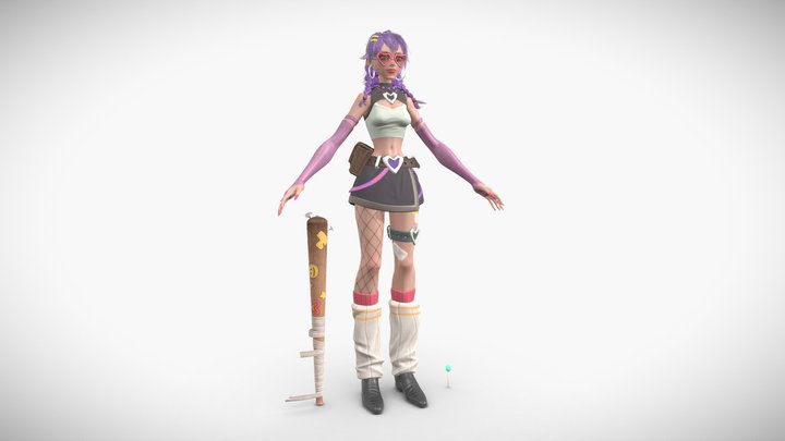 Baseball bat girl 3D Model