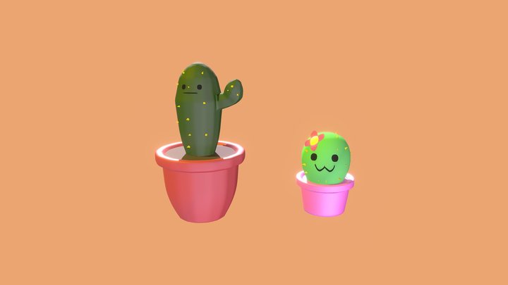 Cute Cacti 3D Model