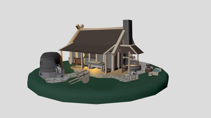 Craftsman's house in Skyrim draft (colored) 3D Model