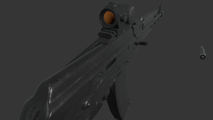 AK-74M with Opitic and Attachments 3D Model