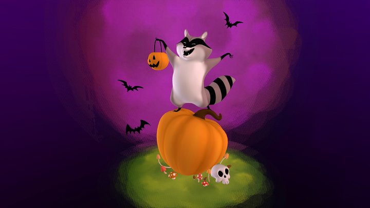 Halloween Raccoon 3D Model