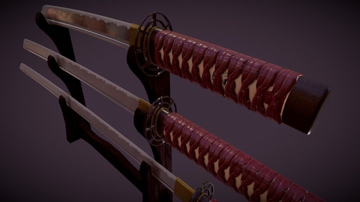 Japanese Sword Set - Game Asset 3D Model