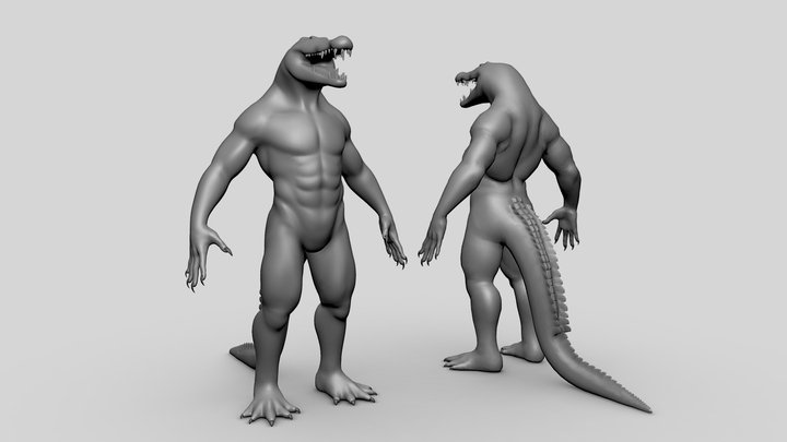 Human - Crocodile Basemesh - Topology + UV Map 3D Model