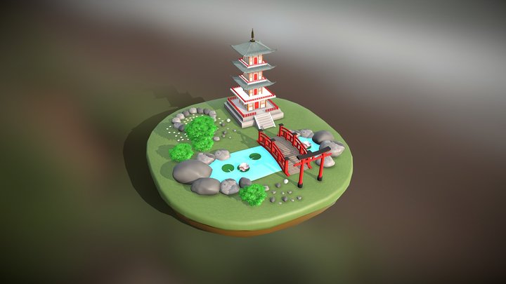 Japanese Garden (different Textures) 3D Model