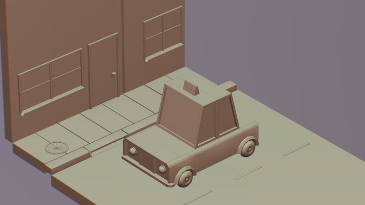 uni_LowPolyTaxi 3D Model