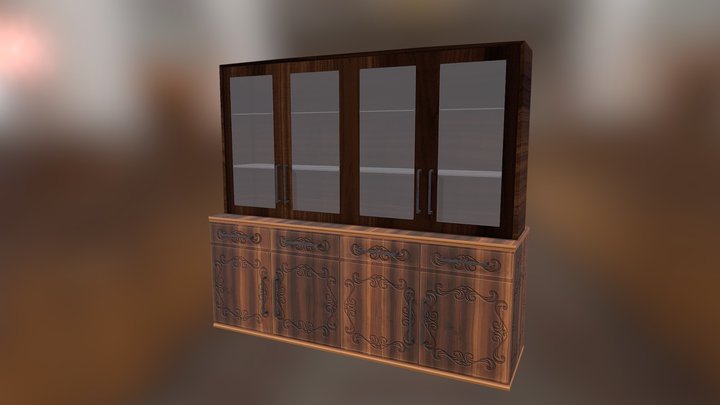 Old Wood Liquor Cabinet 3D Model