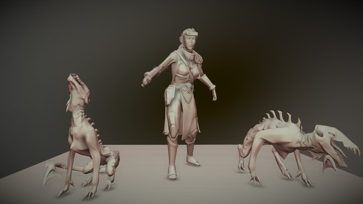 Attack doggo scene 3D Model