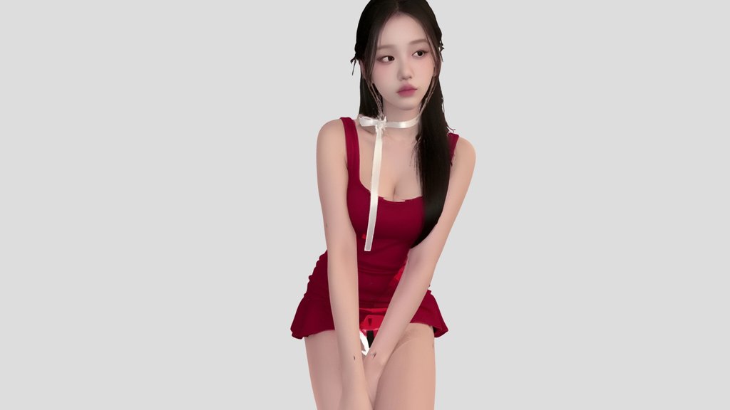 red dress girl_meshy ai