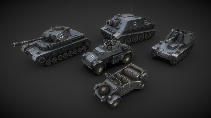 WW2 German Low Poly Tanks #3 3D Model