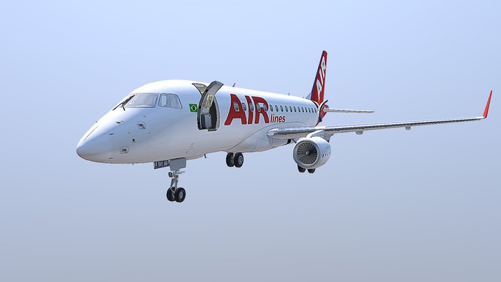 Red And White Aircraft 3D Model