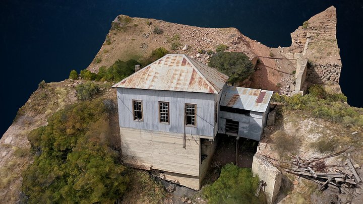 Old mine building on a steep mountain side 3D Model