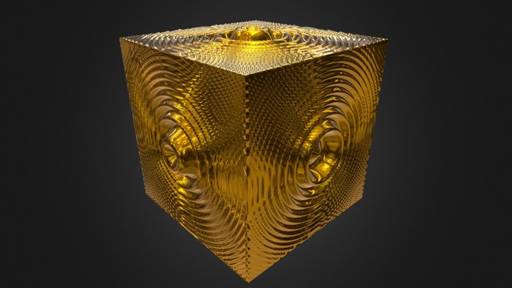 Gold doppler ripple cube 3D Model
