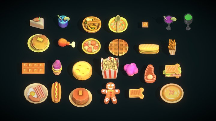 Free Low Poly Food Asset Pack 3D Model