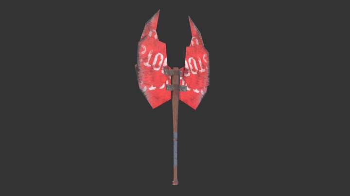 Stop Sign Axe - Post Apocalyptic Weapon 3D Model