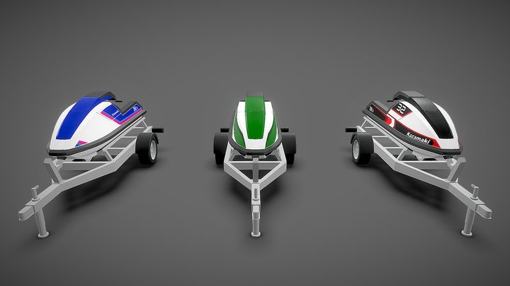 UNDERPOLY: Free Jet-Ski + Trailer 3D Model