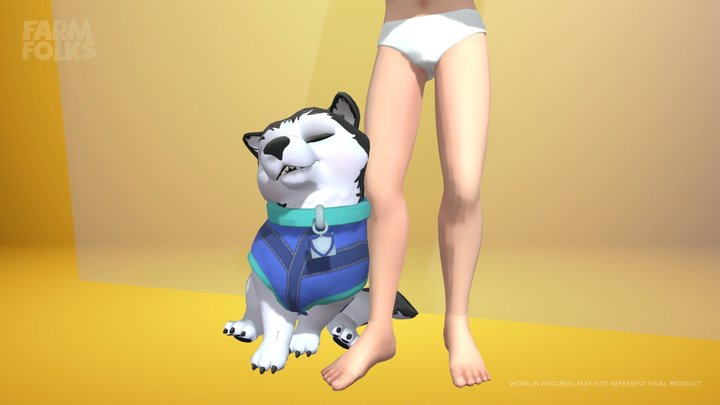 Husky Sleeping Animation [Farm Folks] 3D Model