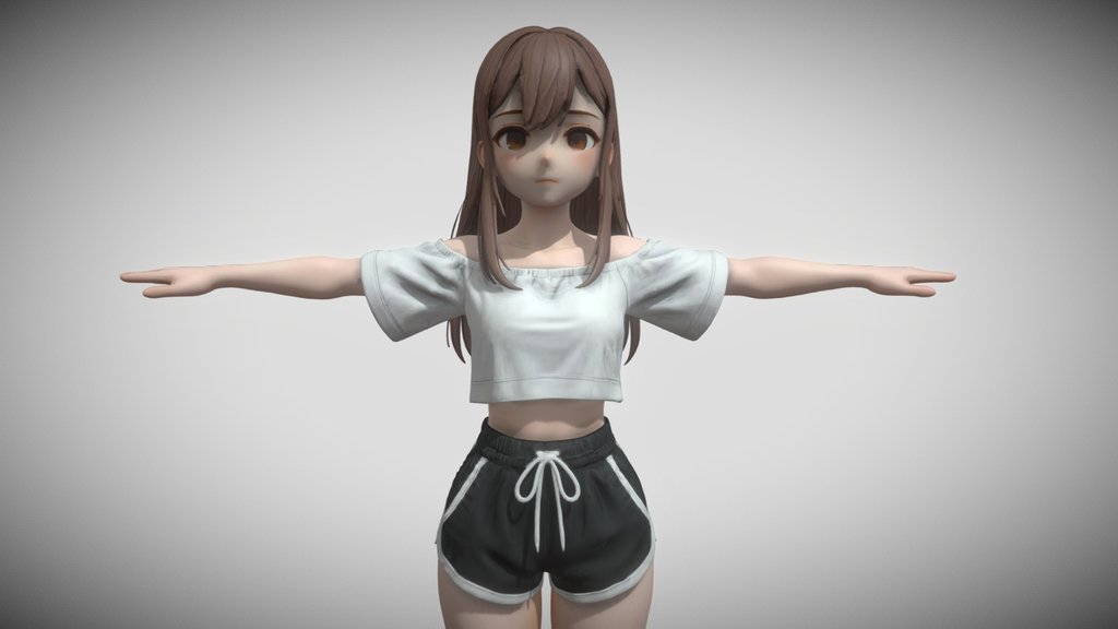 Anime Girl Casual Outfit | Stylized 3D Character