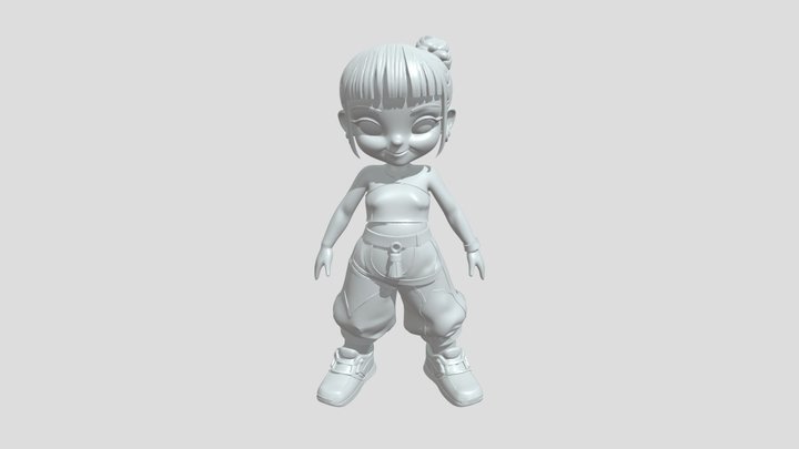 Cartoon-style girl with sneakers 3D Model
