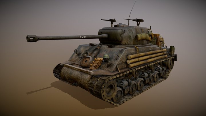 'Fury' Tank- M4A2 (76) Sherman 3D Model